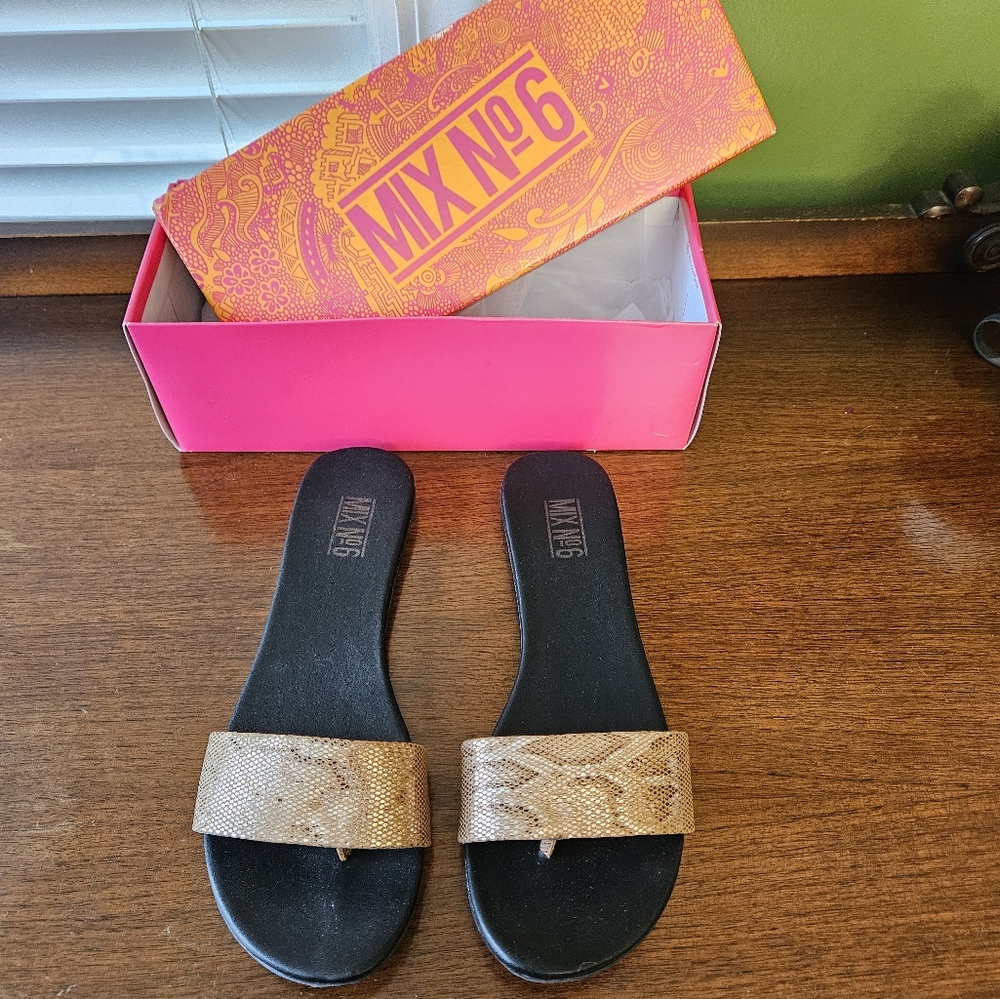 Mix No. 6 Gold Slides Sandals